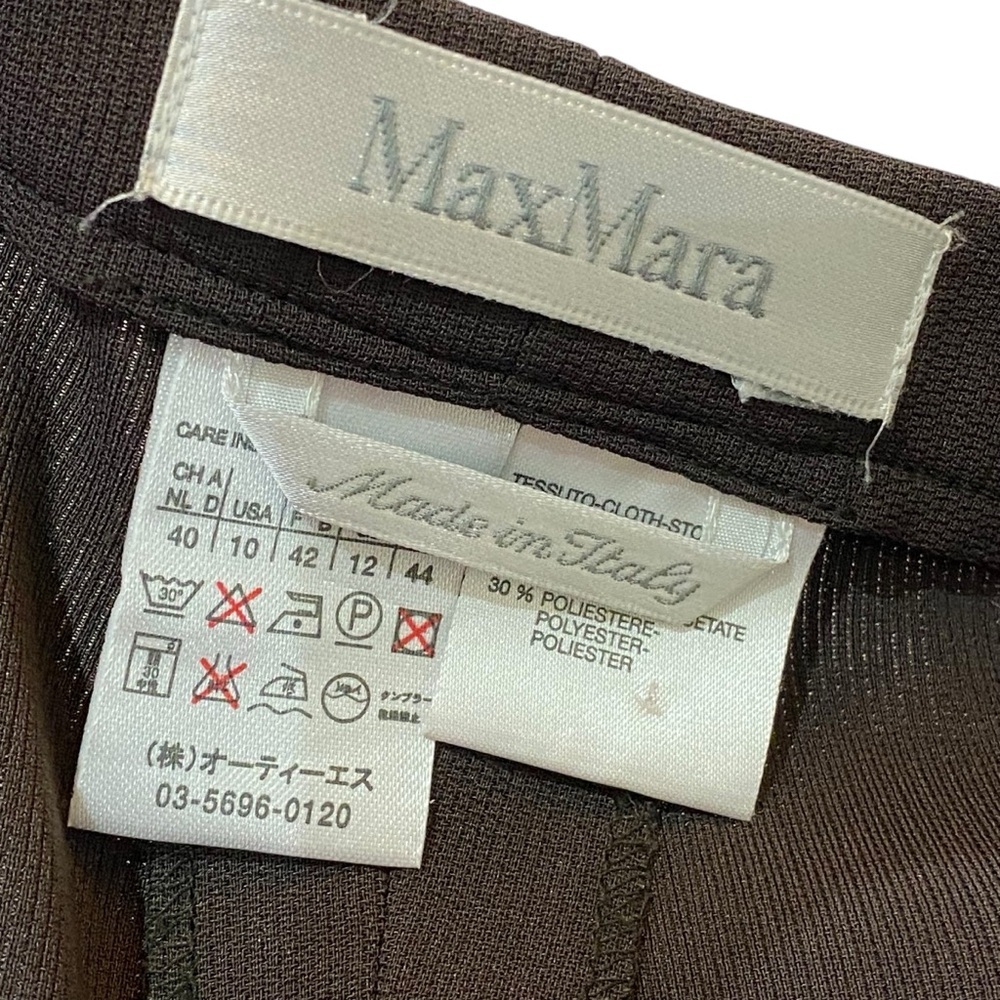 MaxMara Dress Trousers Pants Expresso Brown Women’s Size 10 Wide Leg High Rise - Picture 9 of 10